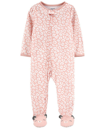 Carter's Toddler Girls Leopard Loose Fit One Piece Footie Pajamas Pink Size 4T