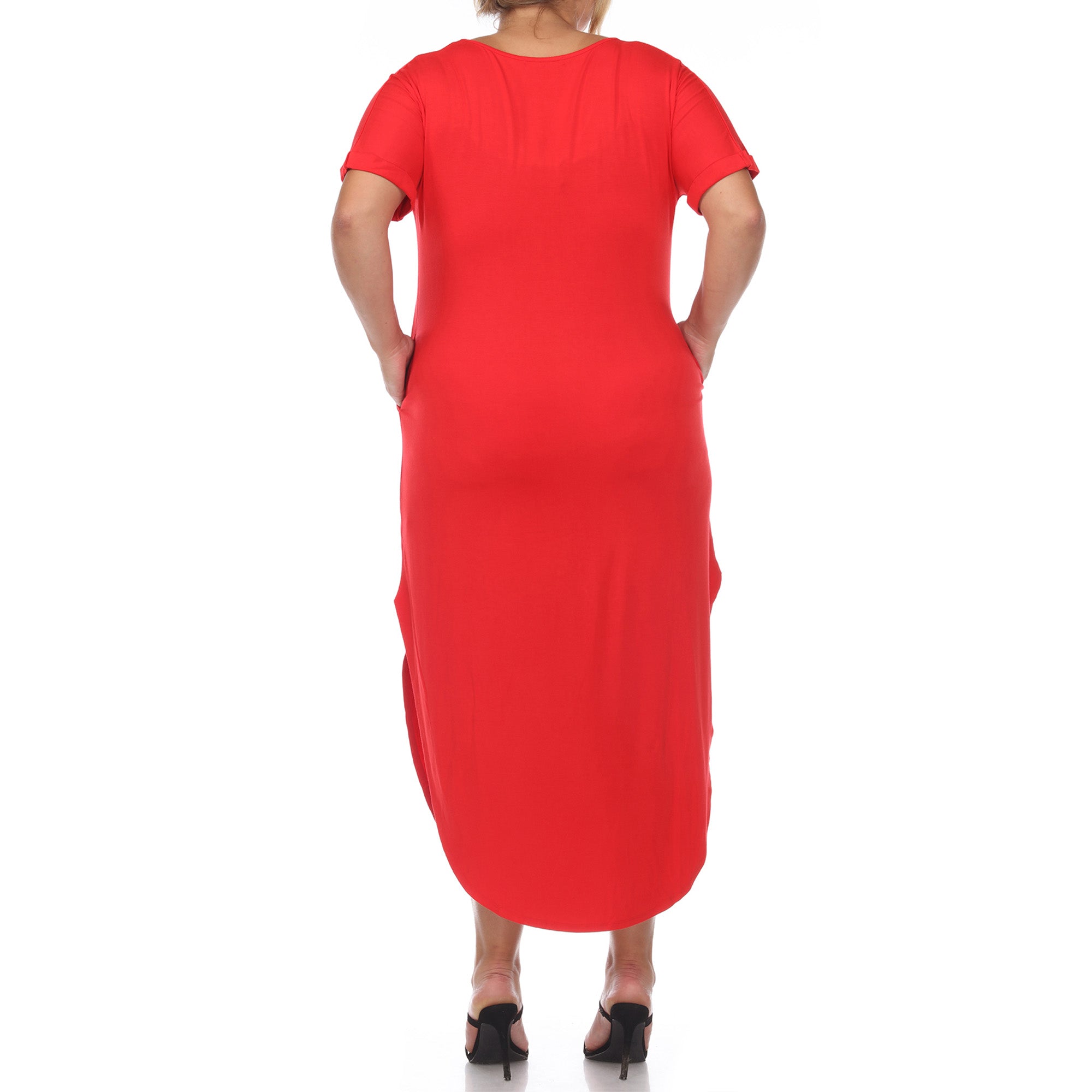 White Mark Womens Plus Slit Knit T-Shirt Dress Size 3X Red