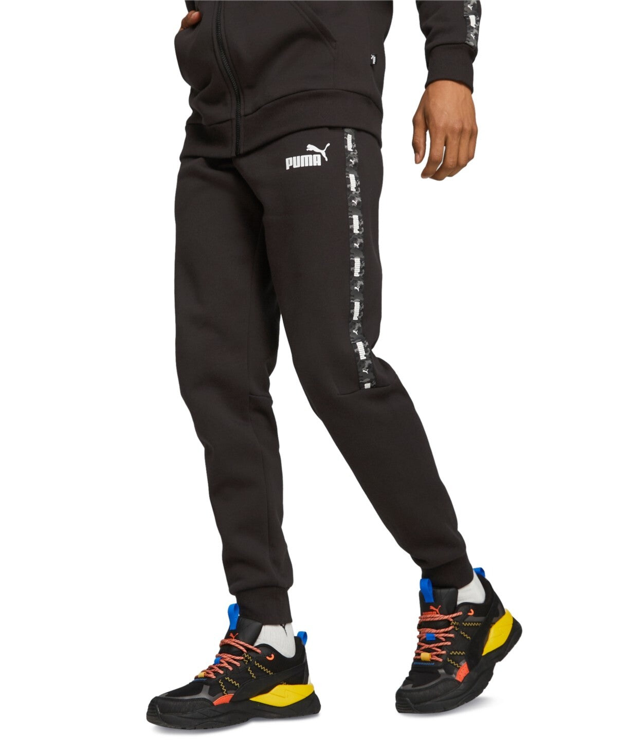 Puma Men Ess+ Camouflage Taped Logo Fleece Sweatpants Black Size XXL MSRP $55