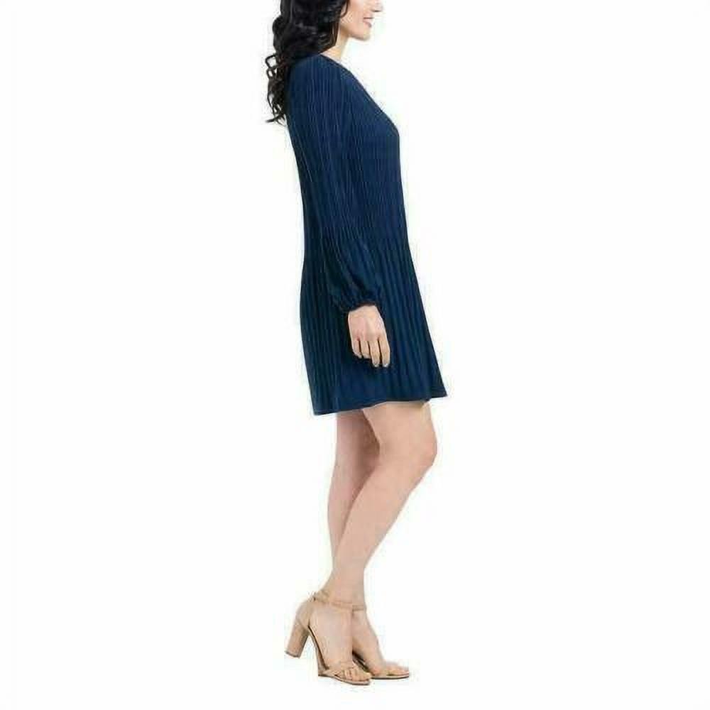 Hilary Radley Women's Pleated Stretch Dress Navy Blue Size L
