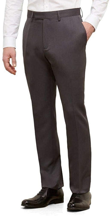 Kenneth Cole Reaction Mens Heather Slim-Fit Flat-Front Dress Pant 33W x 30L Grey