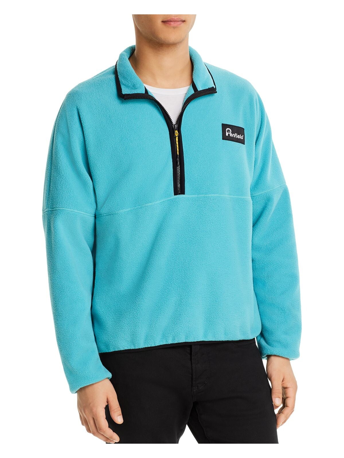 PENFIELD Mens Turquoise Classic Fit Quarter-Zip Fleece Pullover Sweater Size XL