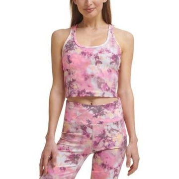 Calvin Klein womens Printed Racerback Cropped Tank Top Pink Size M MSRP $50