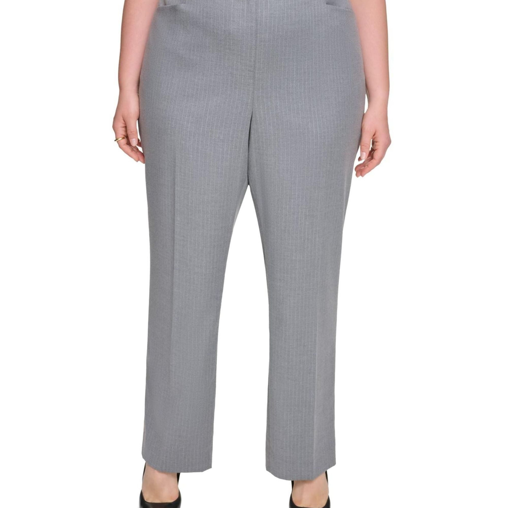 Calvin Klein Womens Classic Dress Pants, Grey, Plus Size 16W