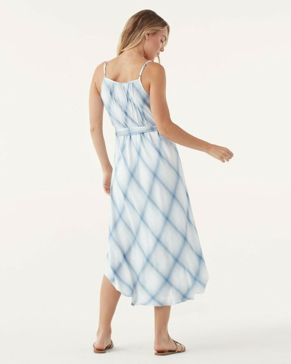 Splendid Coastal Chambray Plaid Dress women's blue Size M MSRP $168