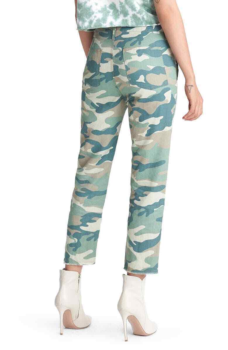 Mother The Shaker Camo Print Chop Crop Pants womens green Size 26 MSRP $218
