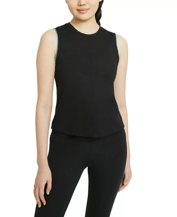 Nike Women's Crochet-Trimmed Yoga Tank Top Black Size S MSRP $40