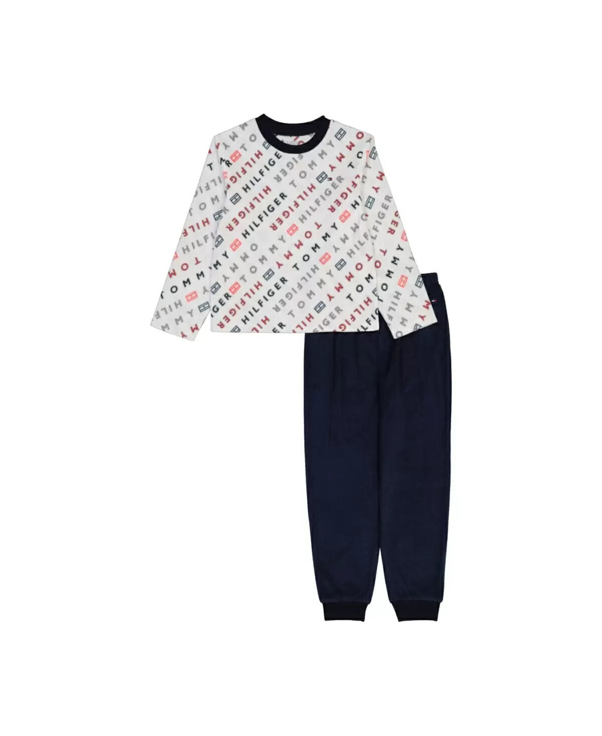 TOMMY HILFIGER Big Boys Pajama Set, 2 Piece White Navy Size L (12/14) MSRP $52