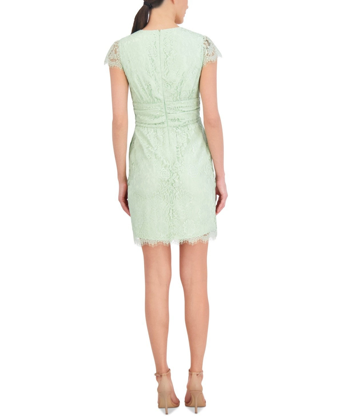 Vince Camuto Women's V-Neck Twist-Front Lace Dress Size 8 Green $148