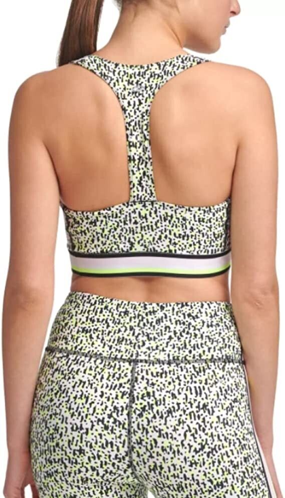 DKNY Sport Printed Low-Impact Sports Bra Womens white Size XS MSRP $45