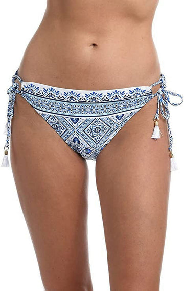 La Blanca Women's Blue Adjustable Side-Tie Bikini Bottoms White Size 16