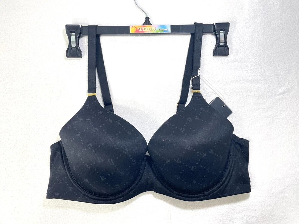 Lauren Ralph Lauren Repeat-Logo T-shirt Bra, 4L0016 Navy Blue Size 32C MSRP $58
