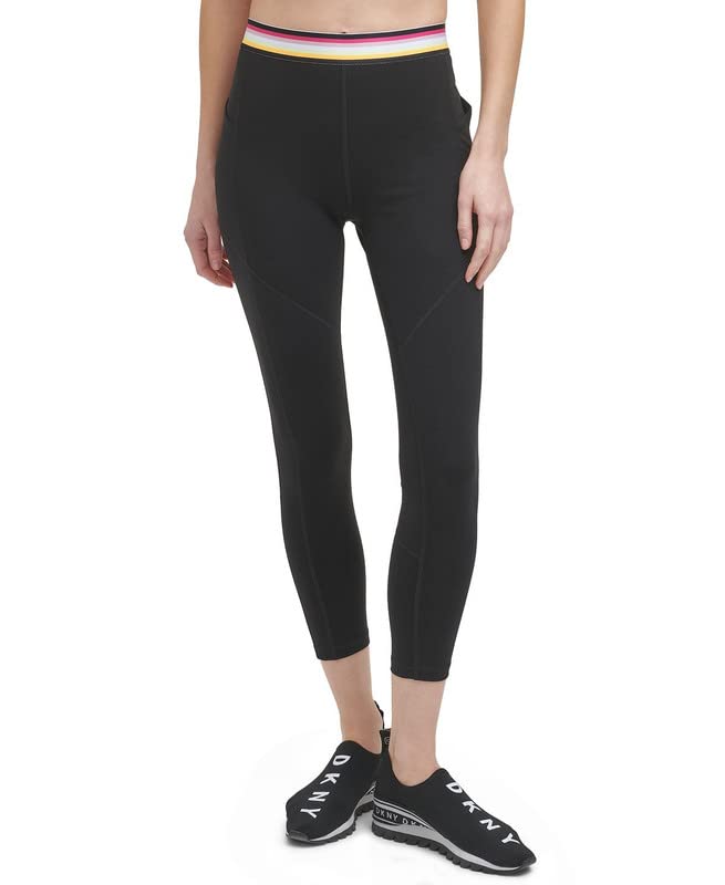 DKNY Sport Women's Multi-Stripe Elastic Leggings (Black, X-Large, XL)