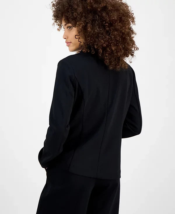 Bar III Petite Peak-Lapel Open-Front Blazer Black Size PL MSRP $60