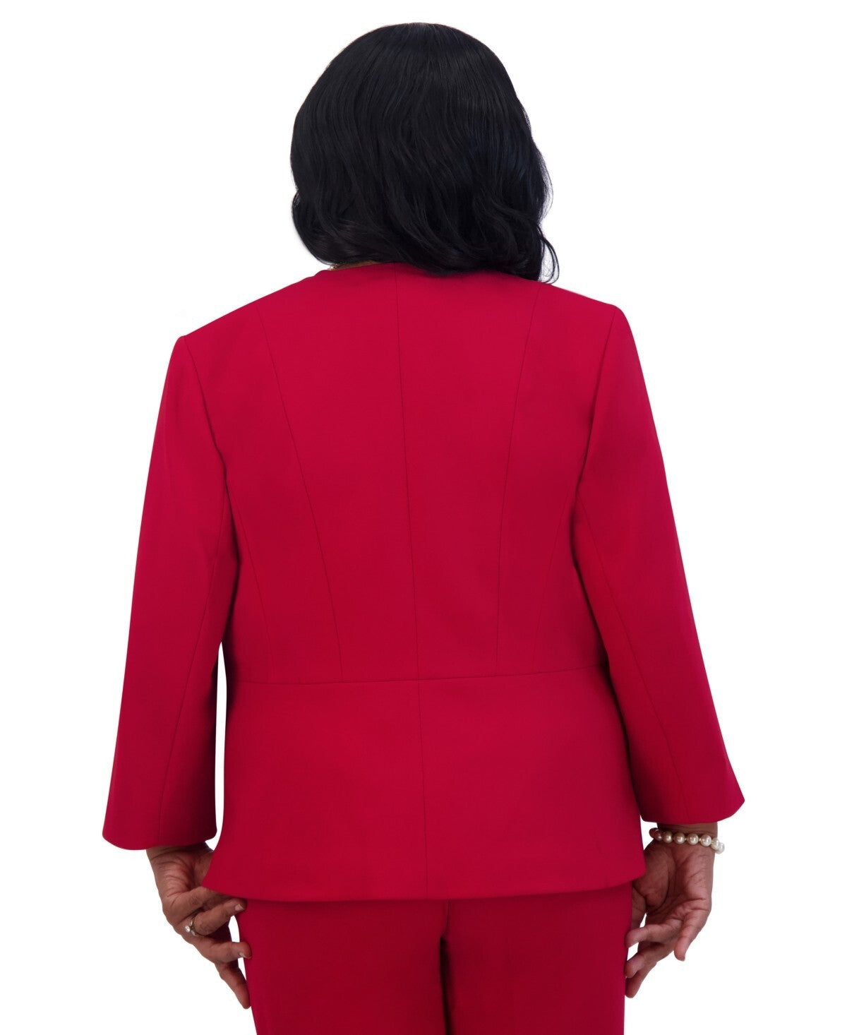 Kasper Women's Collarless Open-Front Long-Sleeve Jacket Red Size M MSRP $99