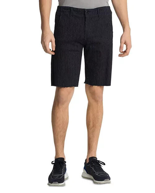 Karl Lagerfeld Mens Raw Hem Regular Fit Pinstripe Shorts black Size 32 MSRP $129