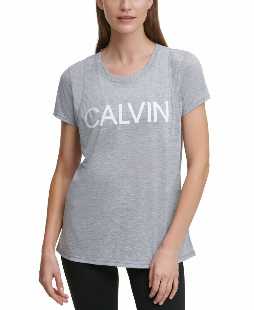 Calvin Klein Womens Performance Logo T-Shirt Gray Size S