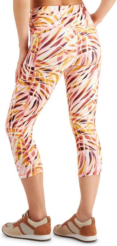 Ideology Women's Performance Printed Cropped Leggings Orange Size XXL