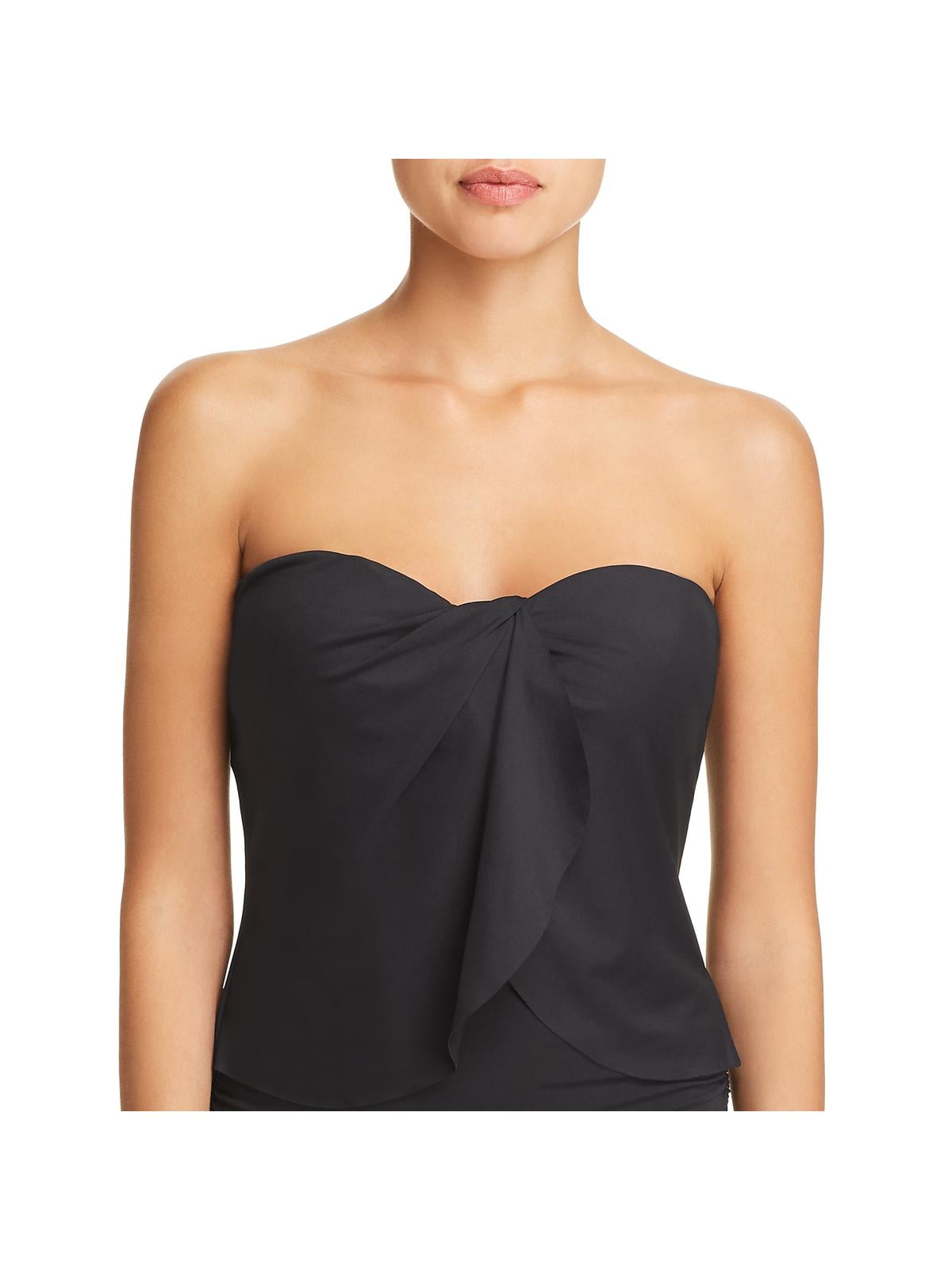 Vince Camuto Womens Halter Ruched Tankini Swim Top Size XS Black