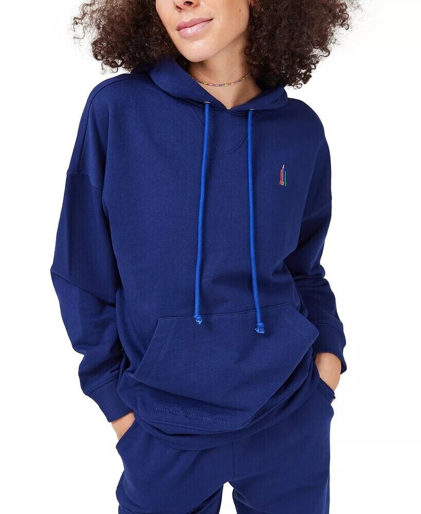 TEREZ Women's Pima Cotton Oversized Hoodie Size M Navy Blue MSRP $145