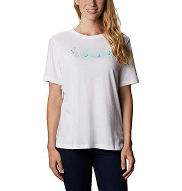 Columbia Women's Bluebird Day Relaxed Crew Neck, White/Wind Floral, 3X Plus