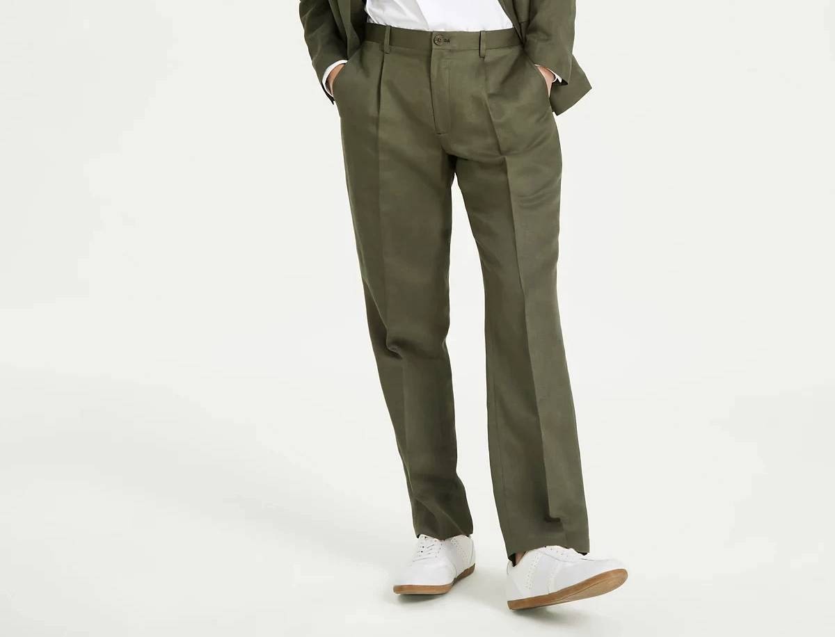 I.N.C. Slim-Fit Linen Blend Men's Pants Olive Green Size 29 MSRP $70