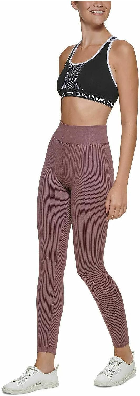 Calvin Klein Premium Performance High Waist Moisture Wicking Legging,Java, Large