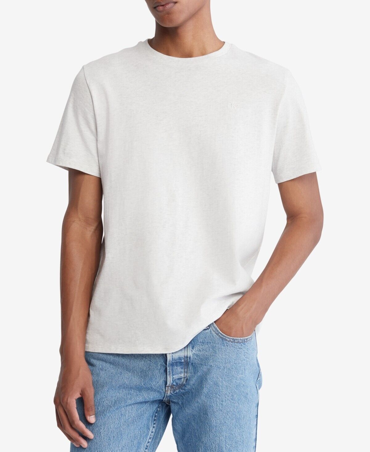 Calvin Klein Men's Smooth Cotton Solid Crewneck T-Shirt Gray Size XL MSRP $40