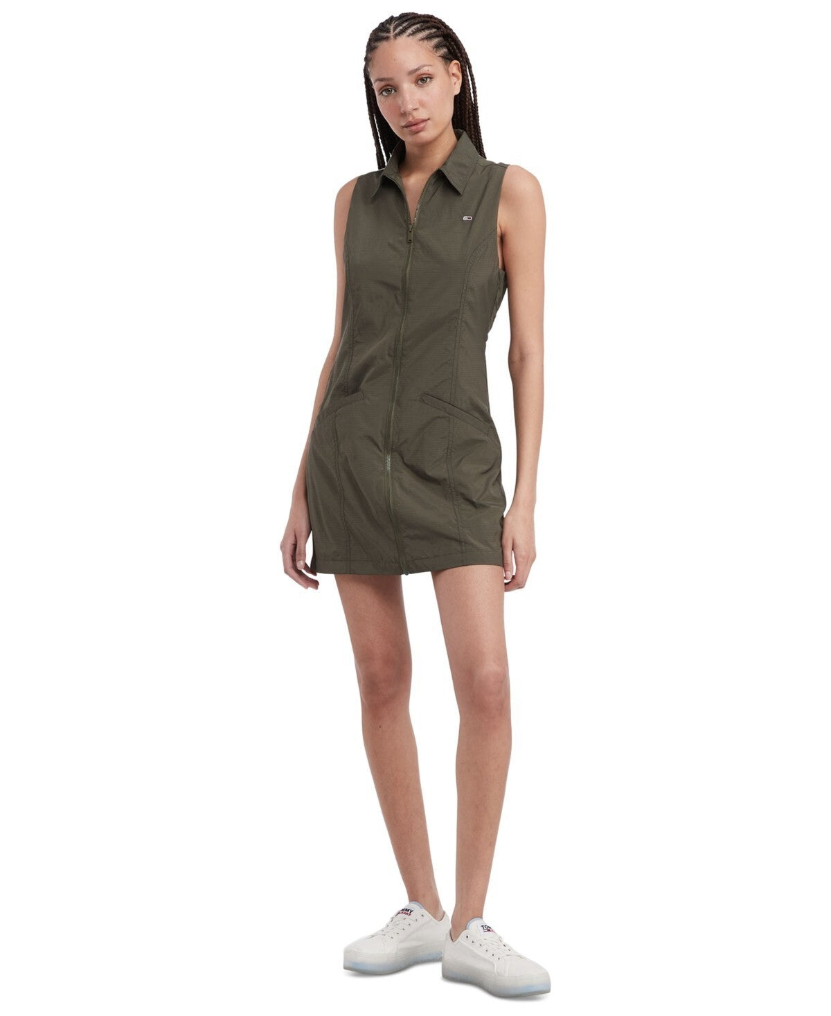 Tommy Jeans Women's Ripstop Sleeveless Cargo Dress OLIVE GREEN Size XL MSRP $100