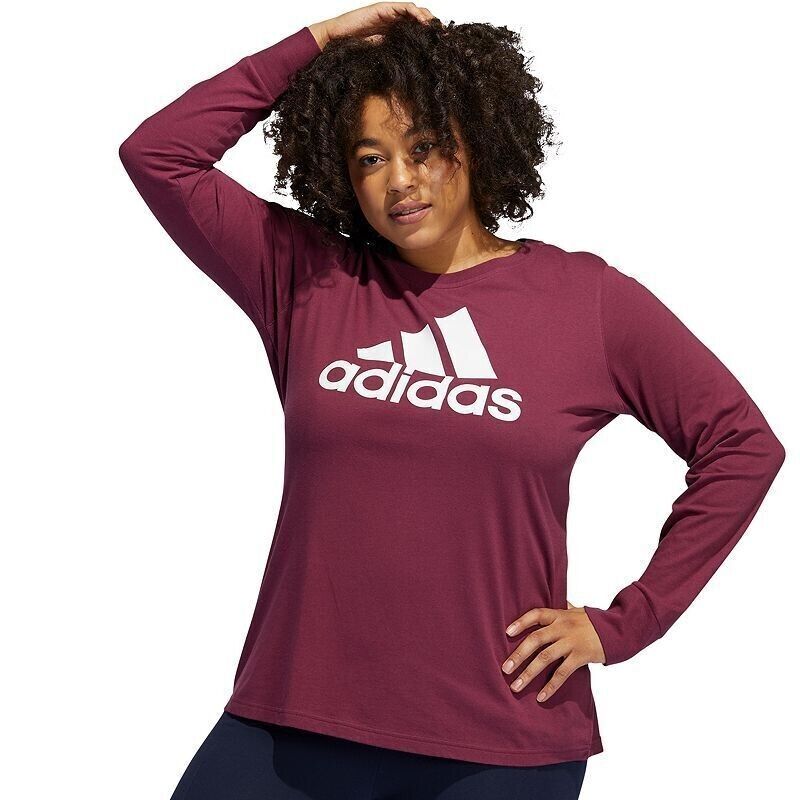 MSRP $30 adidas Plus Size Badge of Sports Cotton Logo Top Red Size 1X