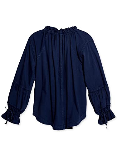 Free People Womens Blue Long Sleeve Tie Neck Top Size: XS