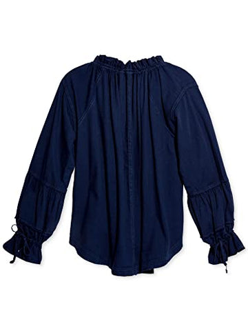 Free People Womens Blue Long Sleeve Tie Neck Top Size: XS