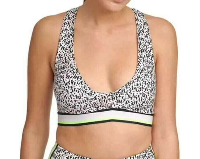 DKNY Womens Sport Printed Low-Impact Sports Bra white Size S MSRP $45