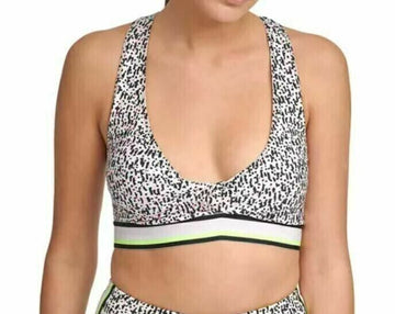 DKNY Womens Sport Printed Low-Impact Sports Bra white Size S MSRP $45