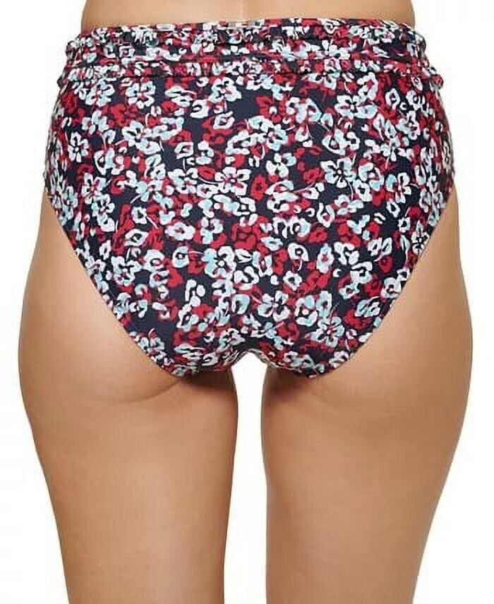 Tommy Hilfiger Floral High Waist Bikini Bottoms Swimsuit Blue Size XL Black