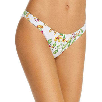 Aqua Womens Floral Low-Rise Swim Bottom Womens white Size S MSRP $48