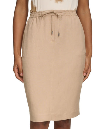 Calvin Klein Women's Drawstring-Waist Pencil Skirt light brown Size 12 MSRP $89