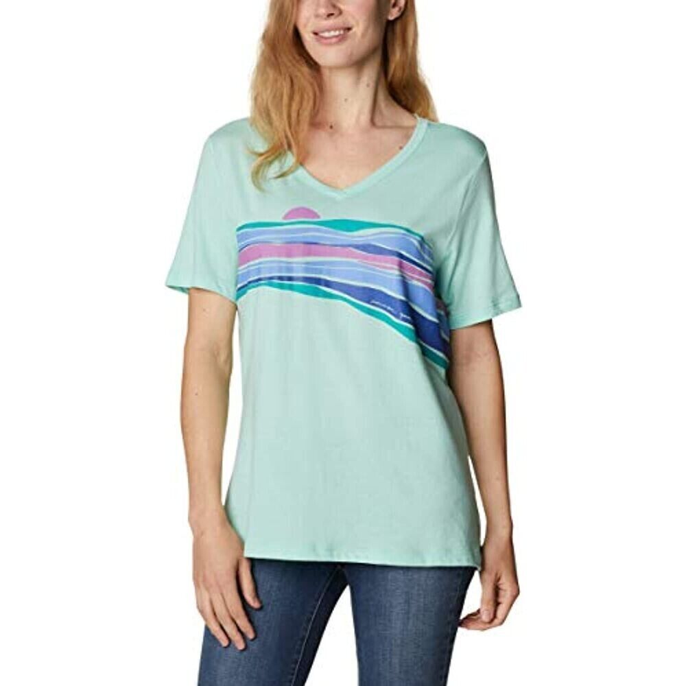 Columbia Women's Plus Size Bluebird Day Relaxed VNeck Top Green Size 2X MSRP $36