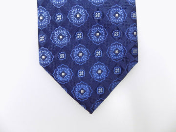 The Men's Store at Bloomingdale's Floral Medallion Silk Blue Necktie MSRP $59