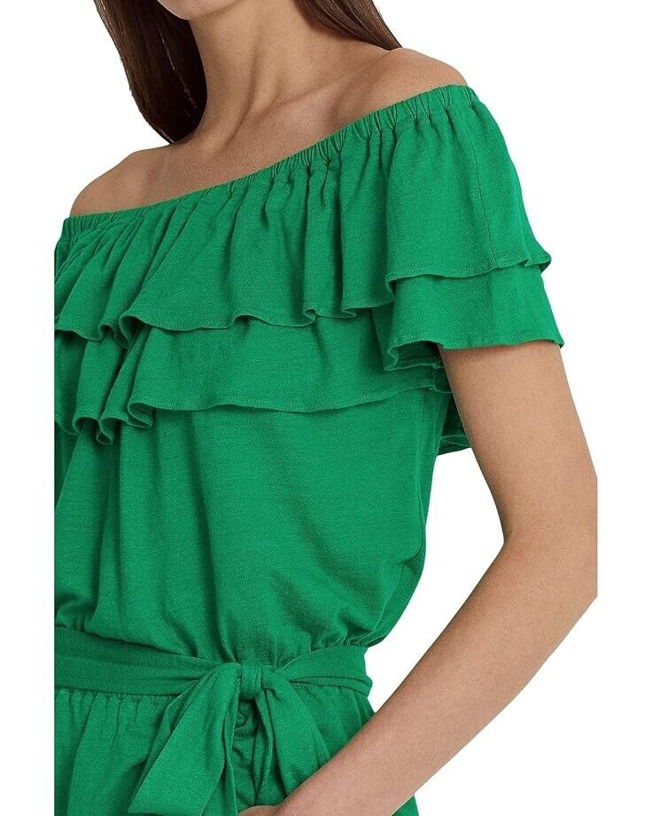 LAUREN Ralph Lauren Women Jersey Off-the-Shoulder Top Green Size XL MSRP $115