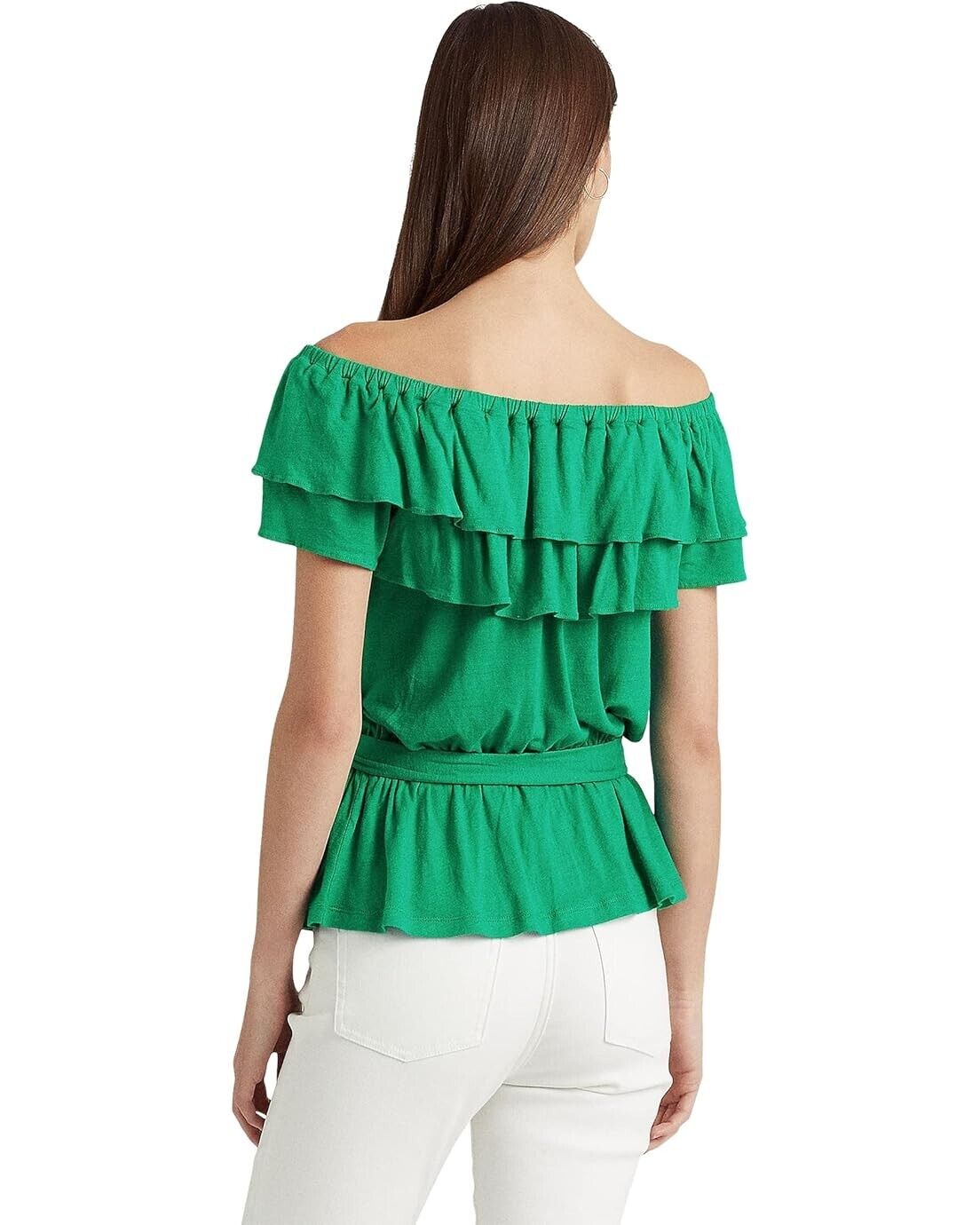 LAUREN Ralph Lauren Women Jersey Off-the-Shoulder Top Green Size XL MSRP $115