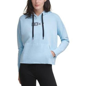 Dkny Womens Sport Logo Hooded Cotton Sweatshirt blue Size S MSRP $70