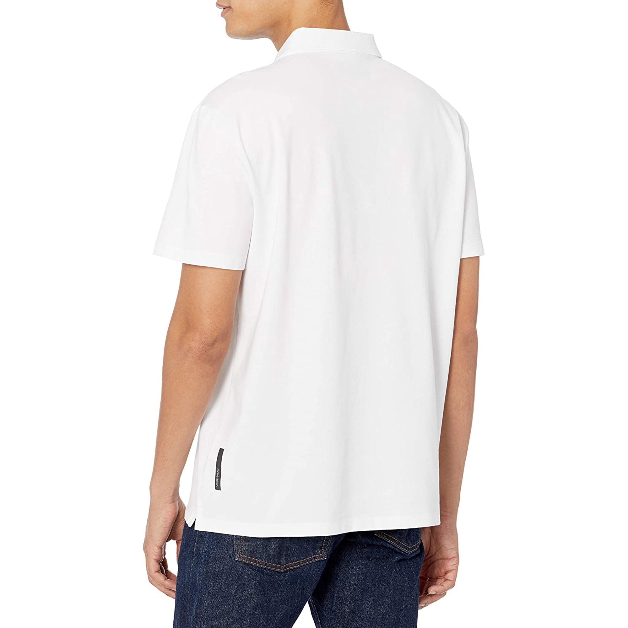 Calvin Klein Mens Short Sleeve Dry Moisture Wicking Logo Polo Shirt Size L White