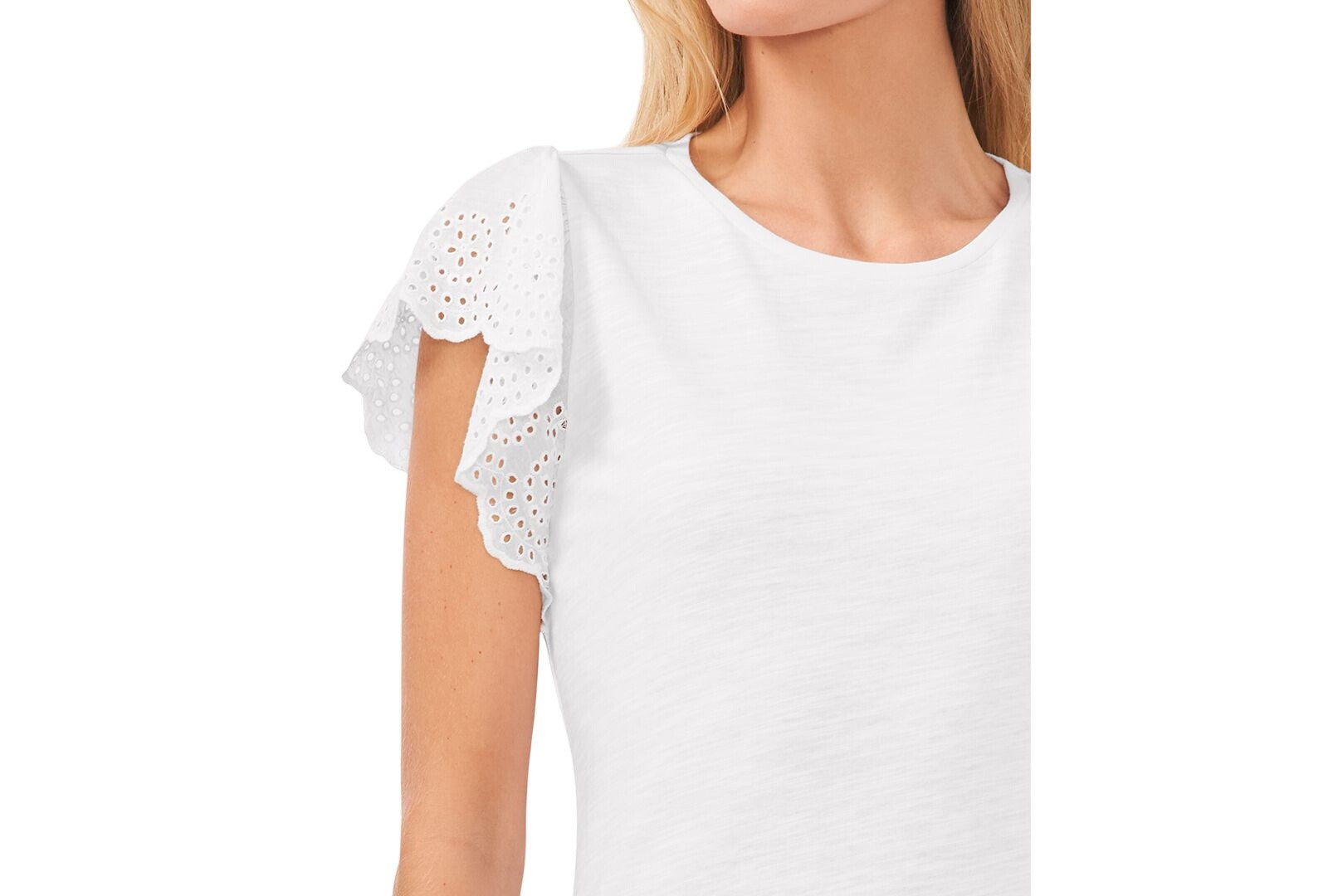 Cece Womens Cotton Crewneck Pullover Top White Size XL MSRP $49