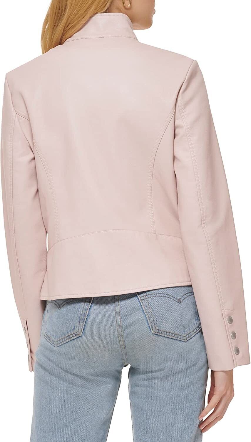 Levi's Women's Faux Leather Motocross Racer Jacket Light Pink Size M MSRP $120