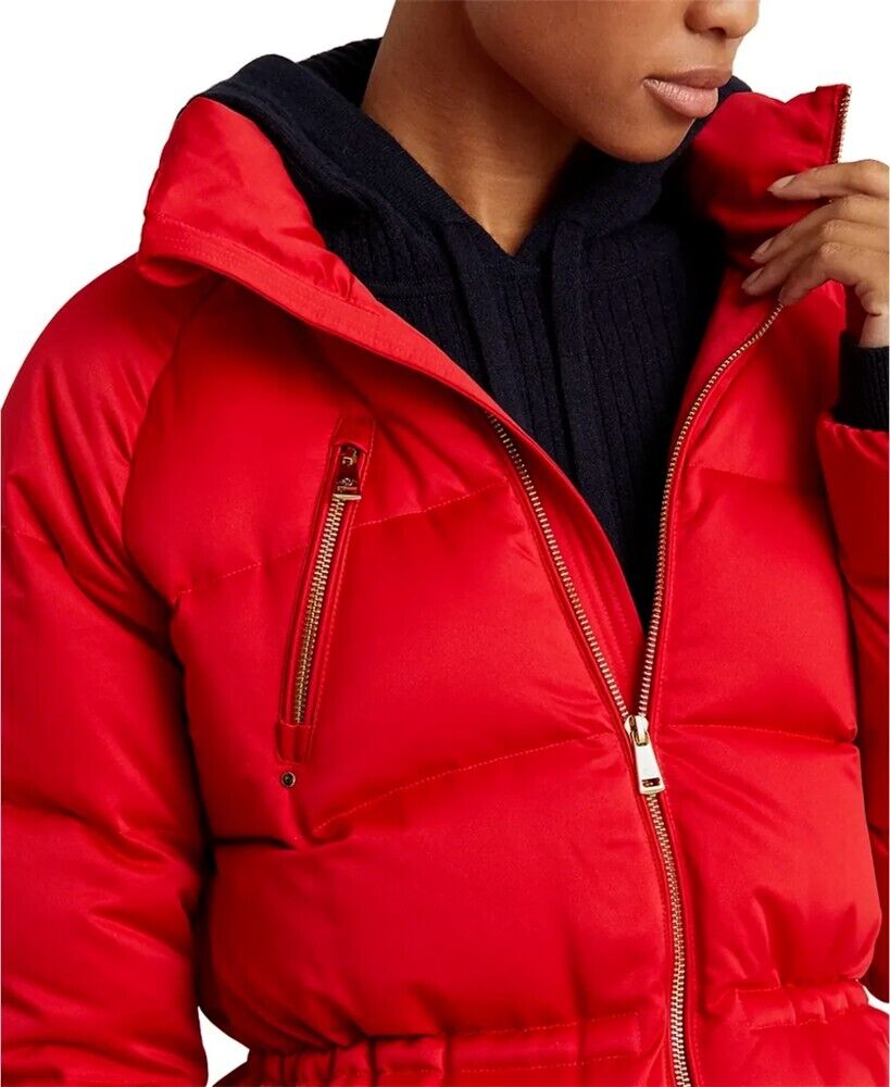 Lauren Ralph Lauren Satin Down Jacket (Small, Red) Retail $295