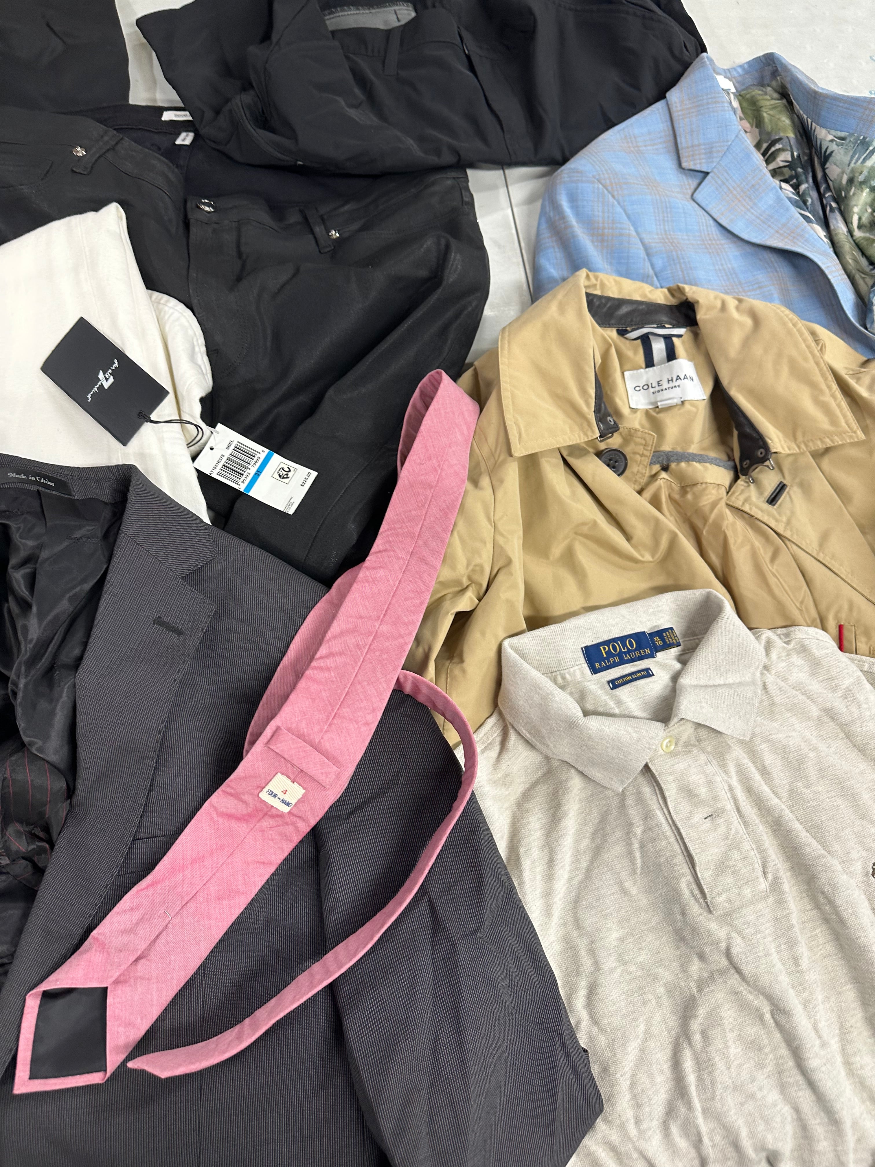 Men's Clothing, Shoes and Others, Assorted Wholesale Lot, 7 FOR ALL MANKIND, SEAN JOHN, COLE HAAN, CALVIN KLEIN, POLO RALPH LAUREN, WEATHERPROOF, PERRY ELLIS and more, 13 items, CUSTOMER RETURNS