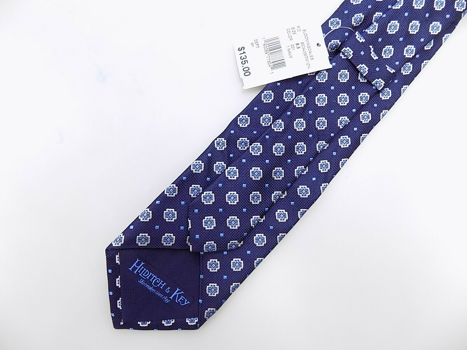Hilditch & Key Blue Navy Size 8.5 Tie Necktie 100% Silk MSRP $135