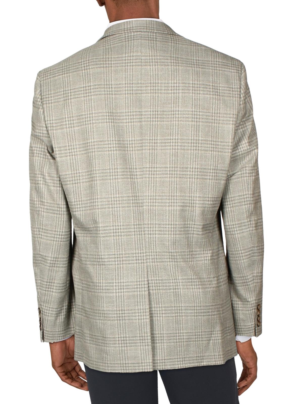 Lauren Ralph Lauren Mens Lexington Classic Fit Plaid Suit Jacket Size 38R Grey