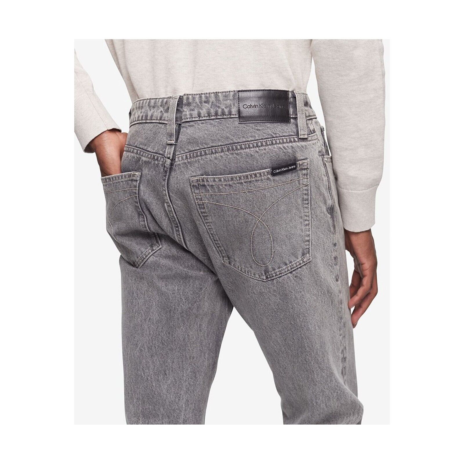 Calvin Klein Mens Slim Straight Fit Palmer Grey Jeans Size 38X32 MSRP $80